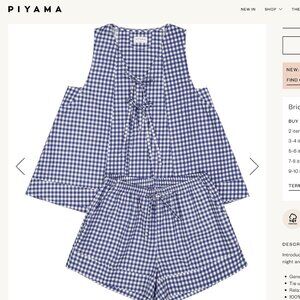 NWT Piyama Lounge Set in Gingham Blue. Size small
